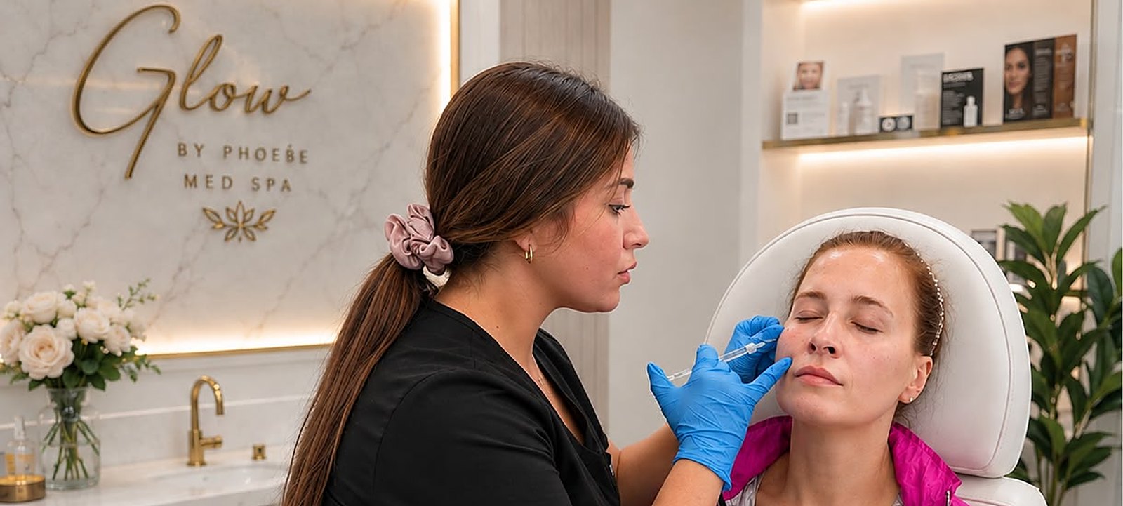 Treatment in progress at Glow by Phoebe Med Spa