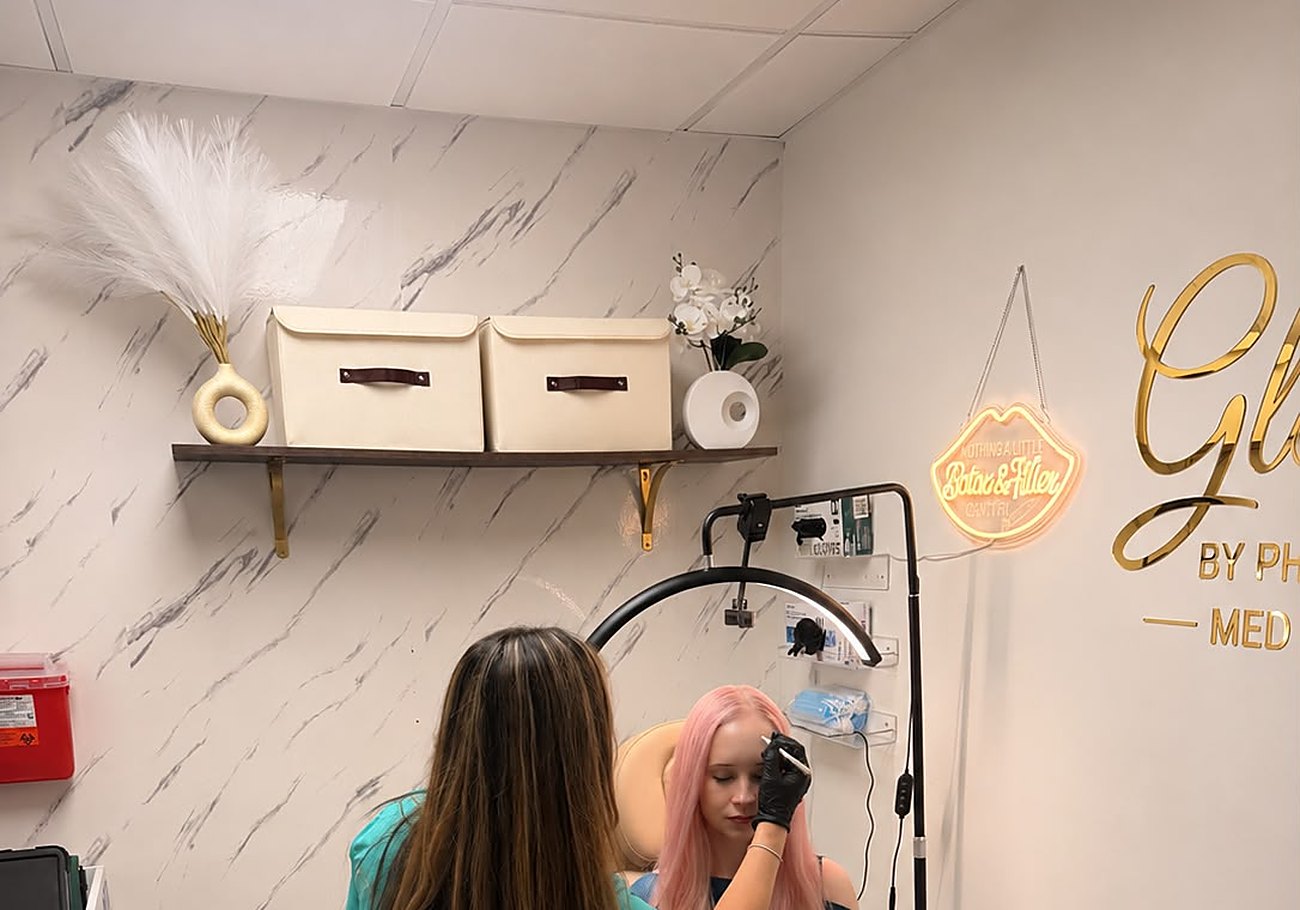 Skin treatment in progress at Glow by Phoebe Med Spa